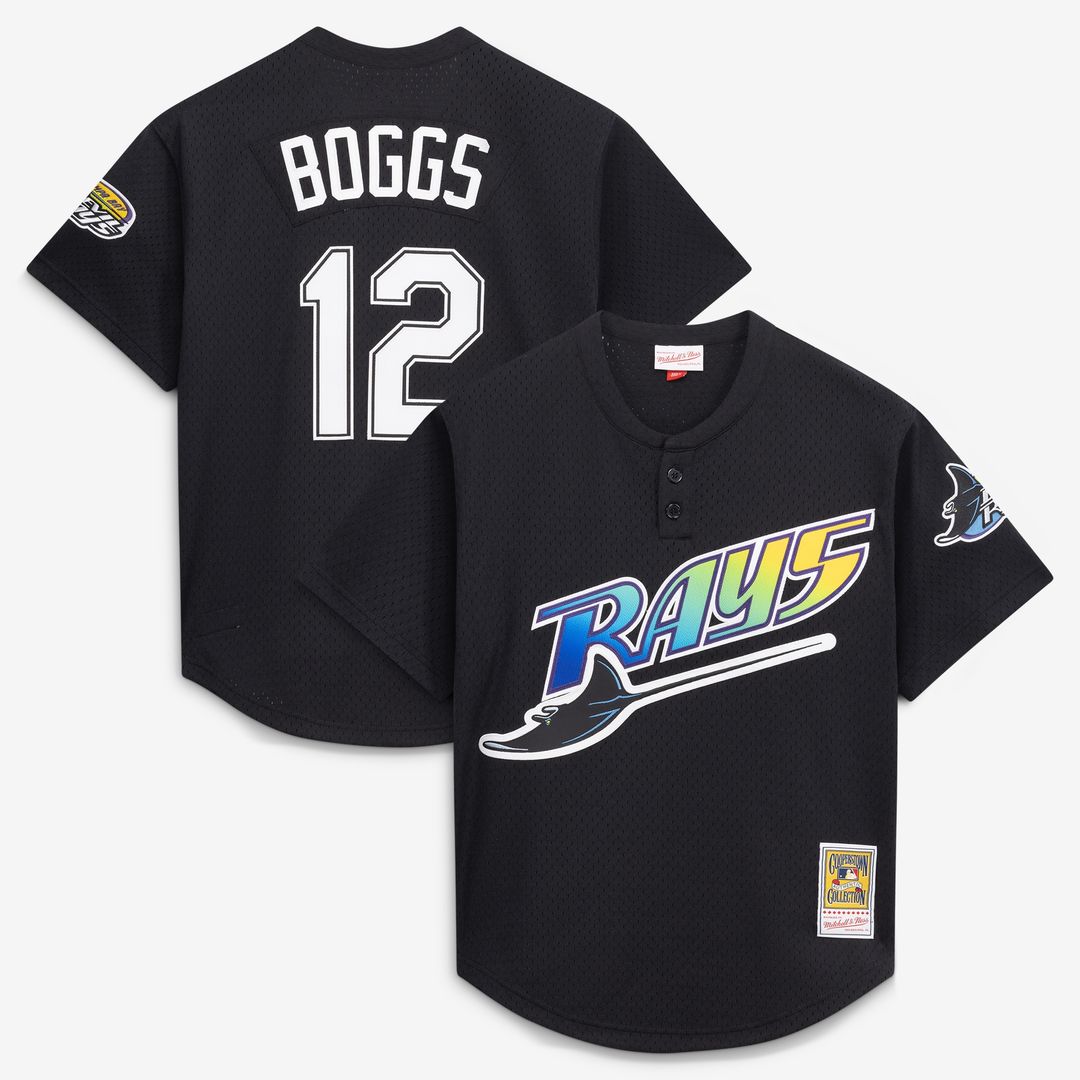 Tampa Bay Rays Wade Boggs Mitchell & Ness Authentic Batting Practice Jersey - Black MLB Team Jersey Baseball Fan Apparel