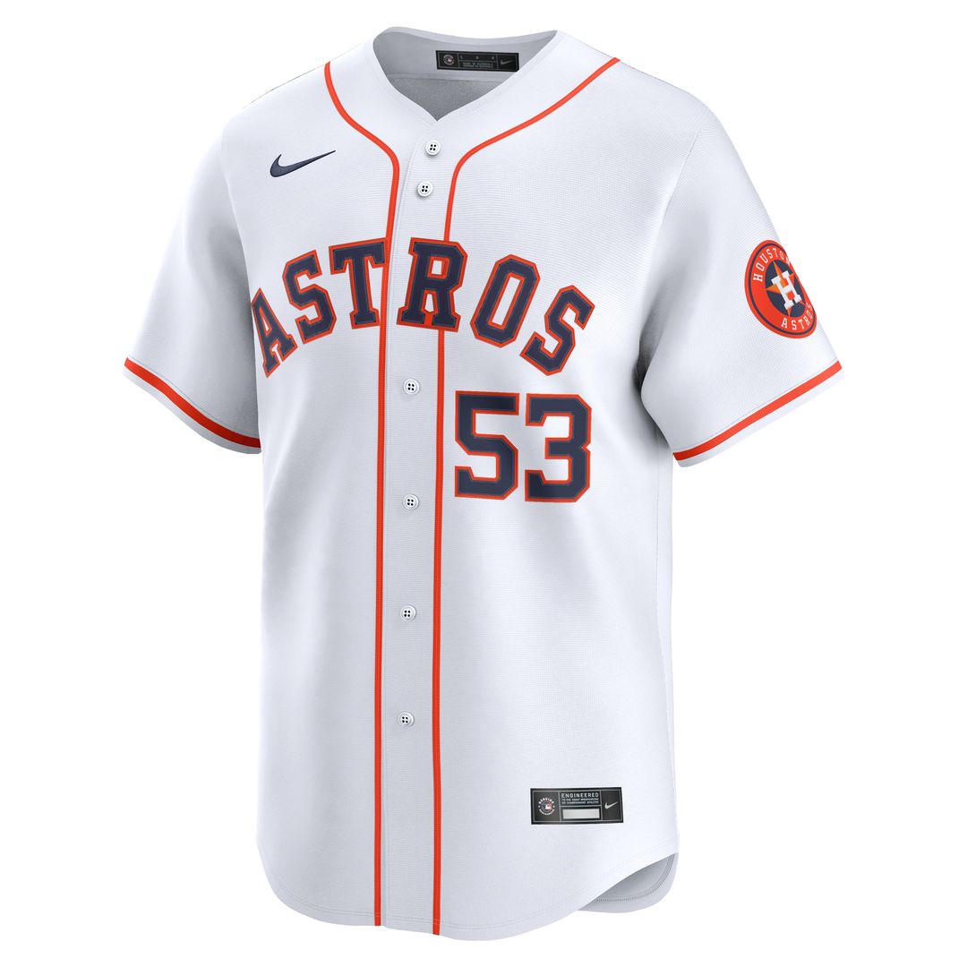 Houston Astros Cristian Javier Nike Home Limited Player Jersey - White MLB Team Jersey Baseball Fan Apparel