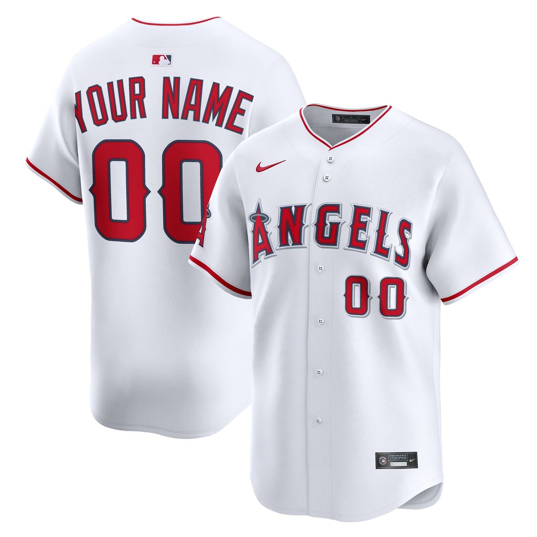 Los Angeles Angels Nike Home Limited Custom Jersey - White MLB Team Jersey Baseball Fan Apparel