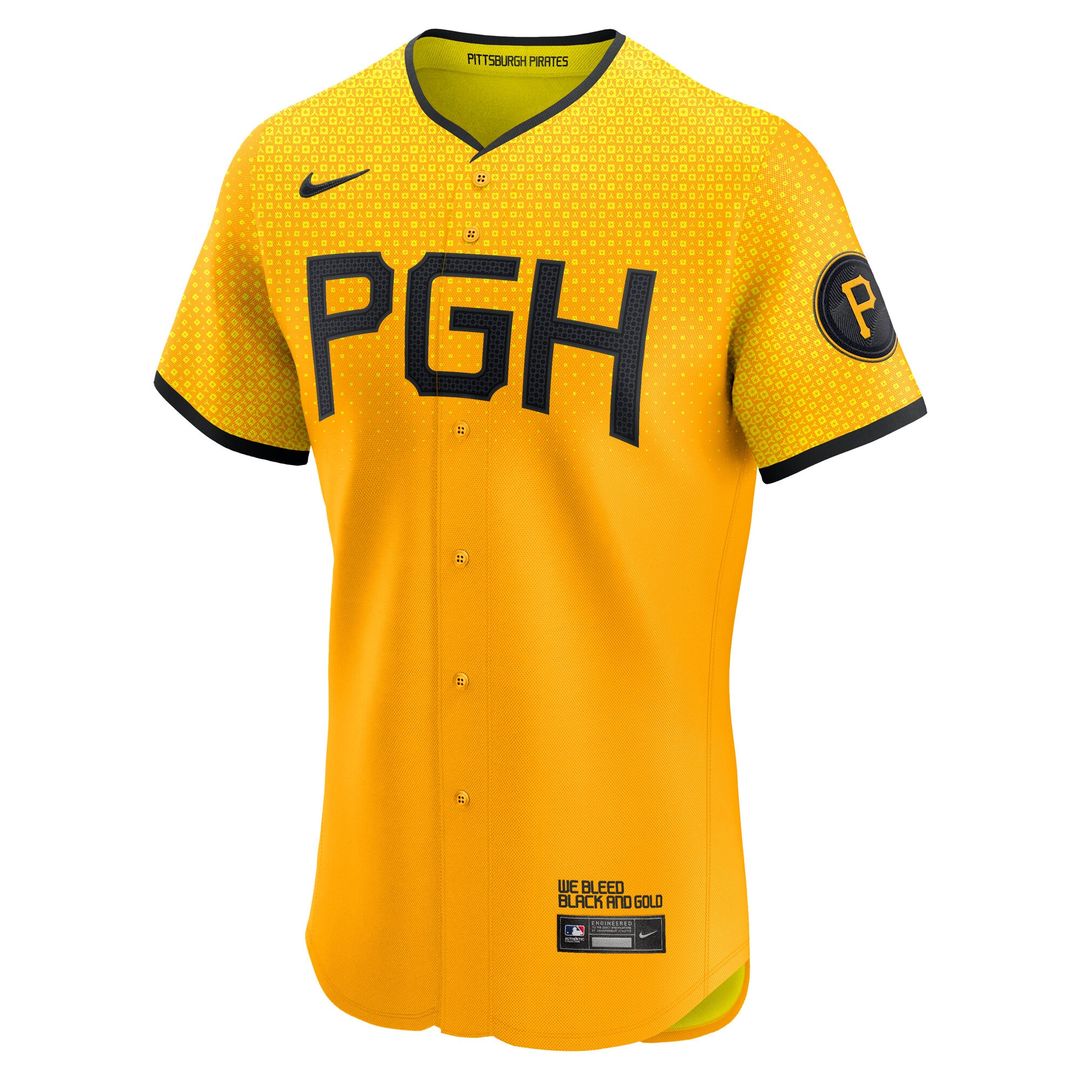 Pittsburgh Pirates Nike City Connect Elite Jersey - Gold MLB Team Jersey Baseball Fan Apparel