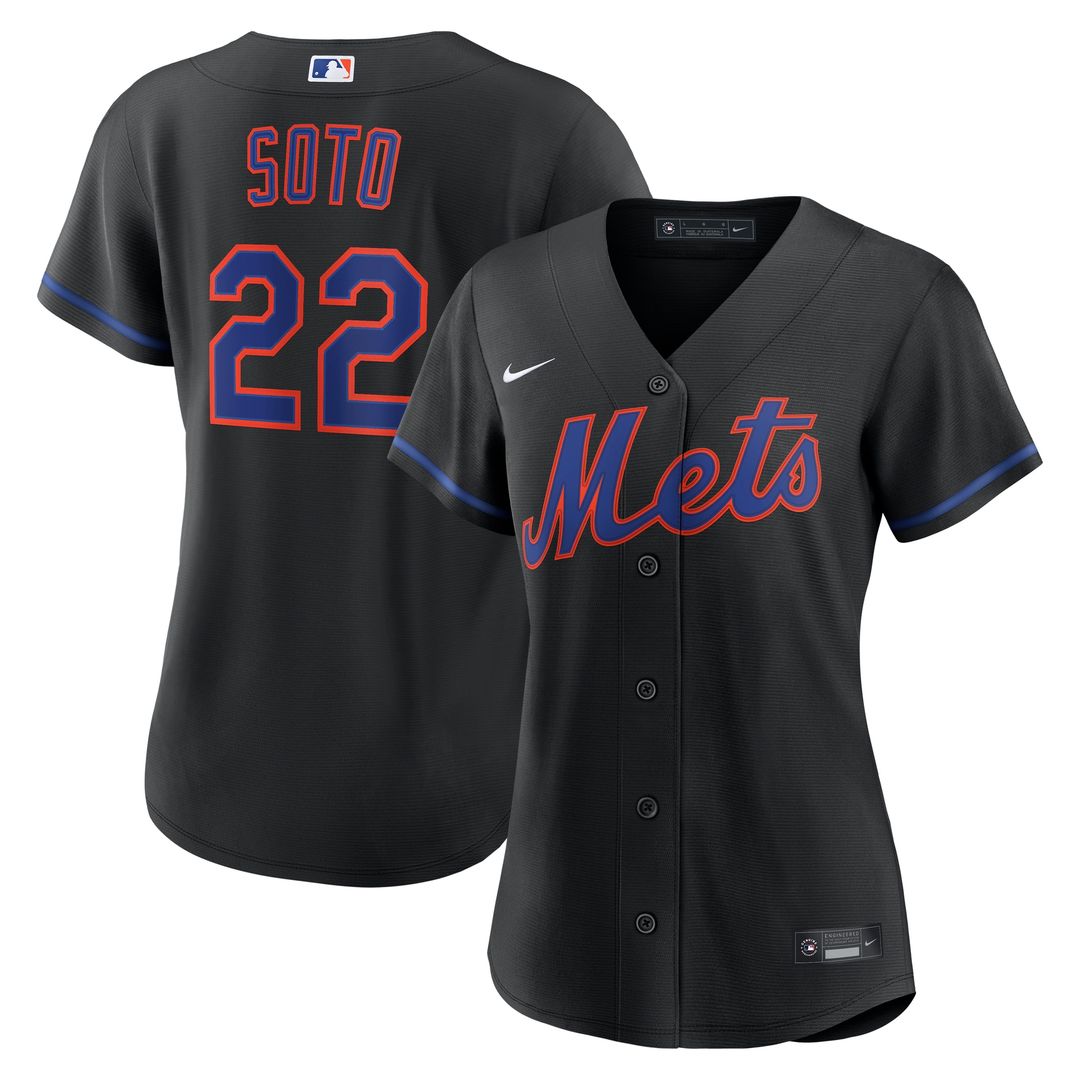New York Mets Juan Soto Nike Women's Alternate Replica Jersey - Black MLB Team Jersey Baseball Fan Apparel