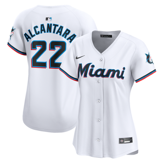 Miami Marlins Sandy Alcantara Nike Women's Home Limited Player Jersey - White MLB Team Jersey Baseball Fan Apparel