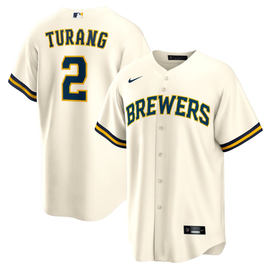 Milwaukee Brewers Brice Turang Nike Home Replica Jersey - Cream MLB Team Jersey Baseball Fan Apparel