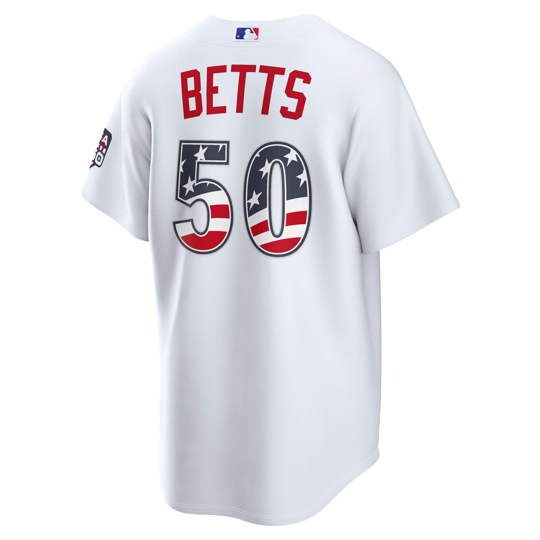 Los Angeles Dodgers Mookie Betts Nike USA 250 Fourth of July Home Stadium Jersey - White MLB Team Jersey Baseball Fan Apparel