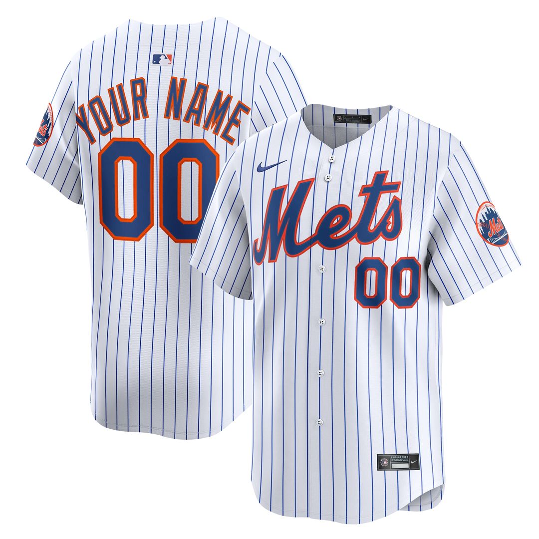 New York Mets Nike Home Limited Custom Jersey - White MLB Team Jersey Baseball Fan Apparel
