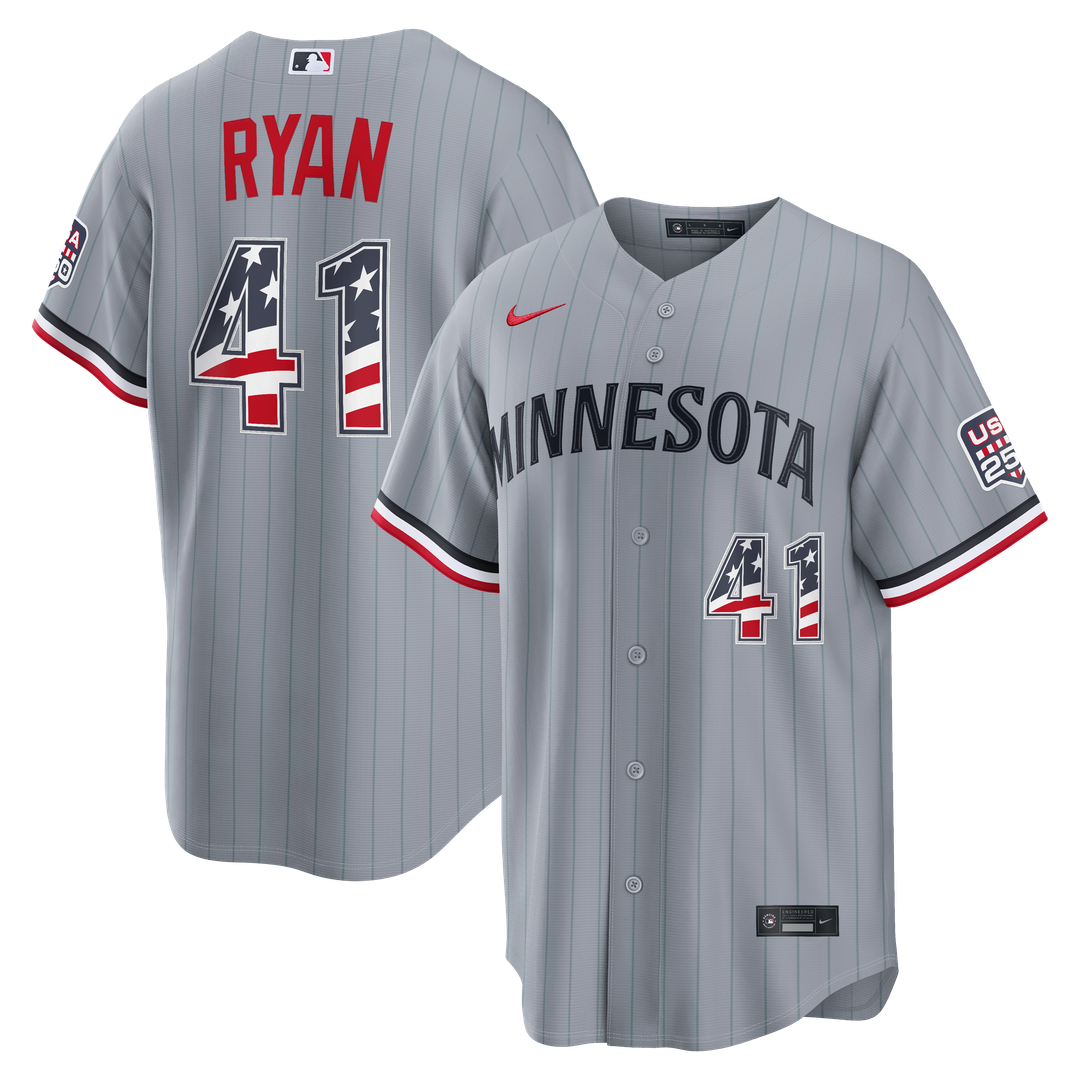 Minnesota Twins Joe Ryan Nike USA 250 Fourth of July Road Stadium Jersey - Gray MLB Team Jersey Baseball Fan Apparel