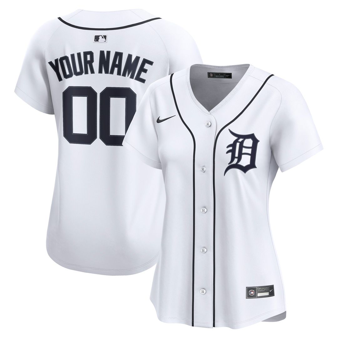 Detroit Tigers Nike Women's Home Limited Custom Jersey - White MLB Team Jersey Baseball Fan Apparel
