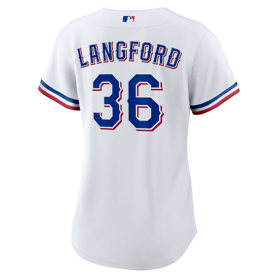 Texas Rangers Wyatt Langford Nike Women's Home Replica Jersey - White MLB Team Jersey Baseball Fan Apparel