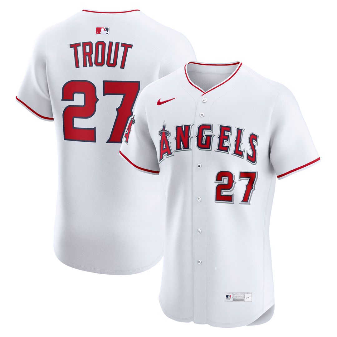 Los Angeles Angels Mike Trout Nike Home ElitePlayer Jersey - White MLB Team Jersey Baseball Fan Apparel