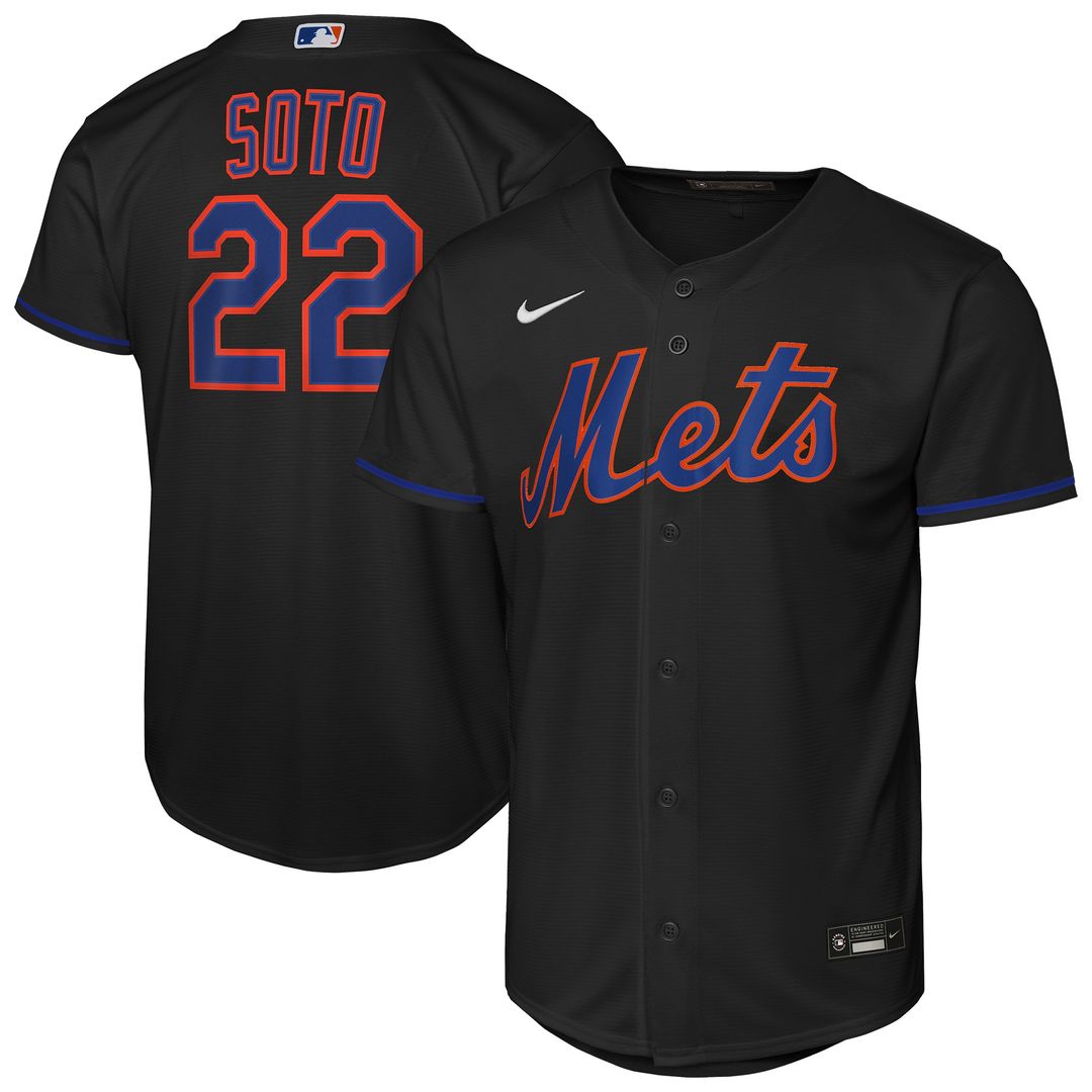 New York Mets Juan Soto Nike Youth Alternate Replica Jersey - Black MLB Team Jersey Baseball Fan Apparel