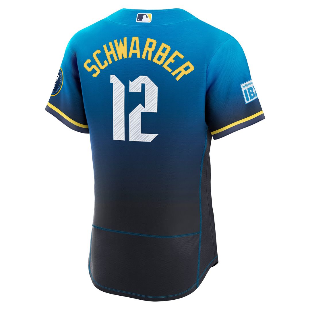 Philadelphia Phillies Kyle Schwarber Nike City Connect Authentic Sponsor Patch Jersey - Navy MLB Team Jersey Baseball Fan Apparel