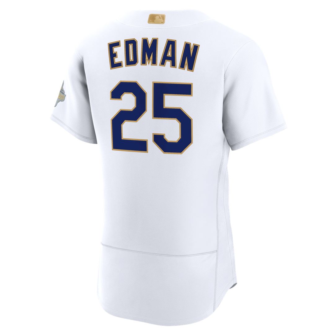 Los Angeles Dodgers Tommy Edman Nike 2026 Gold Collection Authentic Jersey - White MLB Team Jersey Baseball Fan Apparel