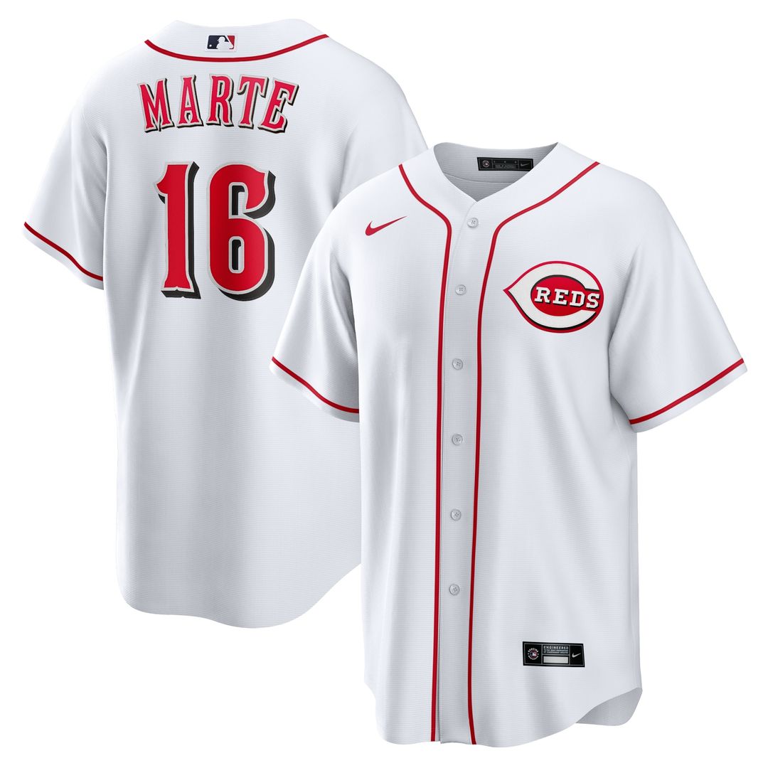 Cincinnati Reds Noelvi Marte Nike Home Replica Jersey - White MLB Team Jersey Baseball Fan Apparel
