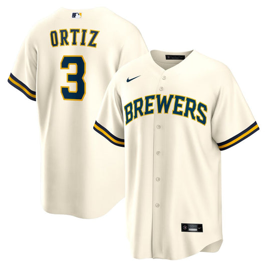 Milwaukee Brewers Joey Ortiz Nike Home Replica Jersey - White MLB Team Jersey Baseball Fan Apparel