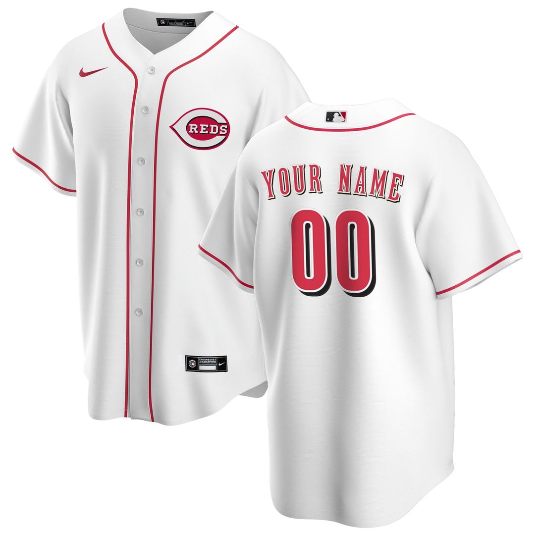 Cincinnati Reds Nike Home Replica Custom Jersey - White MLB Team Jersey Baseball Fan Apparel
