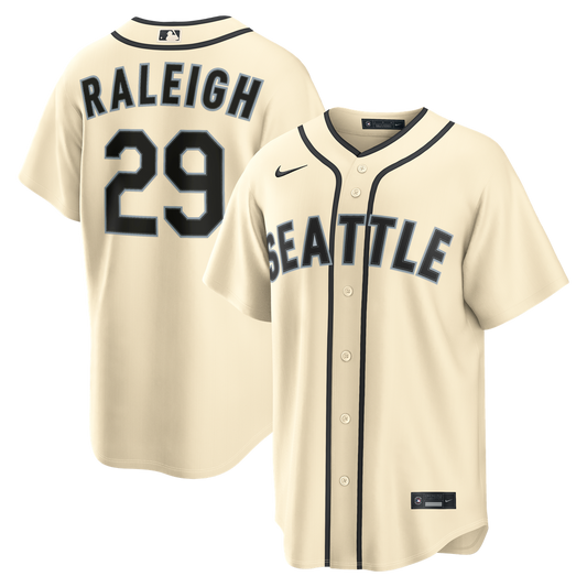 Seattle Mariners Cal Raleigh Nike Alternate Replica Jersey - Cream MLB Team Jersey Baseball Fan Apparel