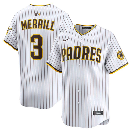 San Diego Padres Jackson Merrill Nike Home Limited Player Jersey - White MLB Team Jersey Baseball Fan Apparel
