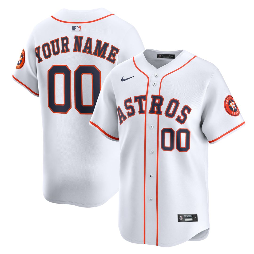 Houston Astros Nike Home Limited Custom Jersey - White MLB Team Jersey Baseball Fan Apparel