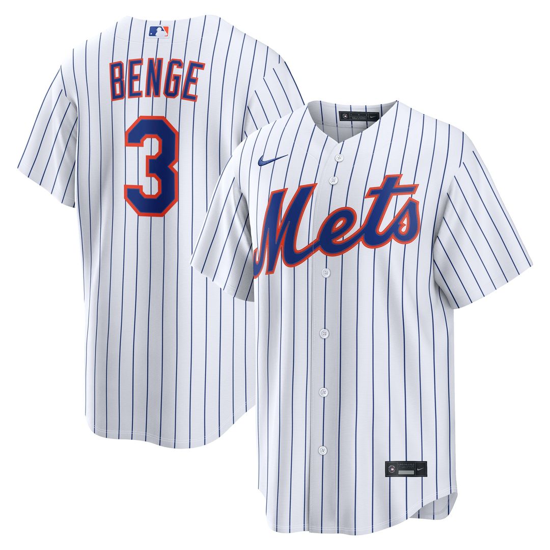 New York Mets Carson Benge Nike Home Replica Jersey - White MLB Team Jersey Baseball Fan Apparel