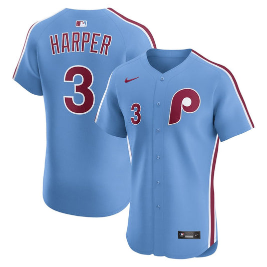 Philadelphia Phillies Bryce Harper Nike Alternate Elite Jersey - Light Blue MLB Team Jersey Baseball Fan Apparel
