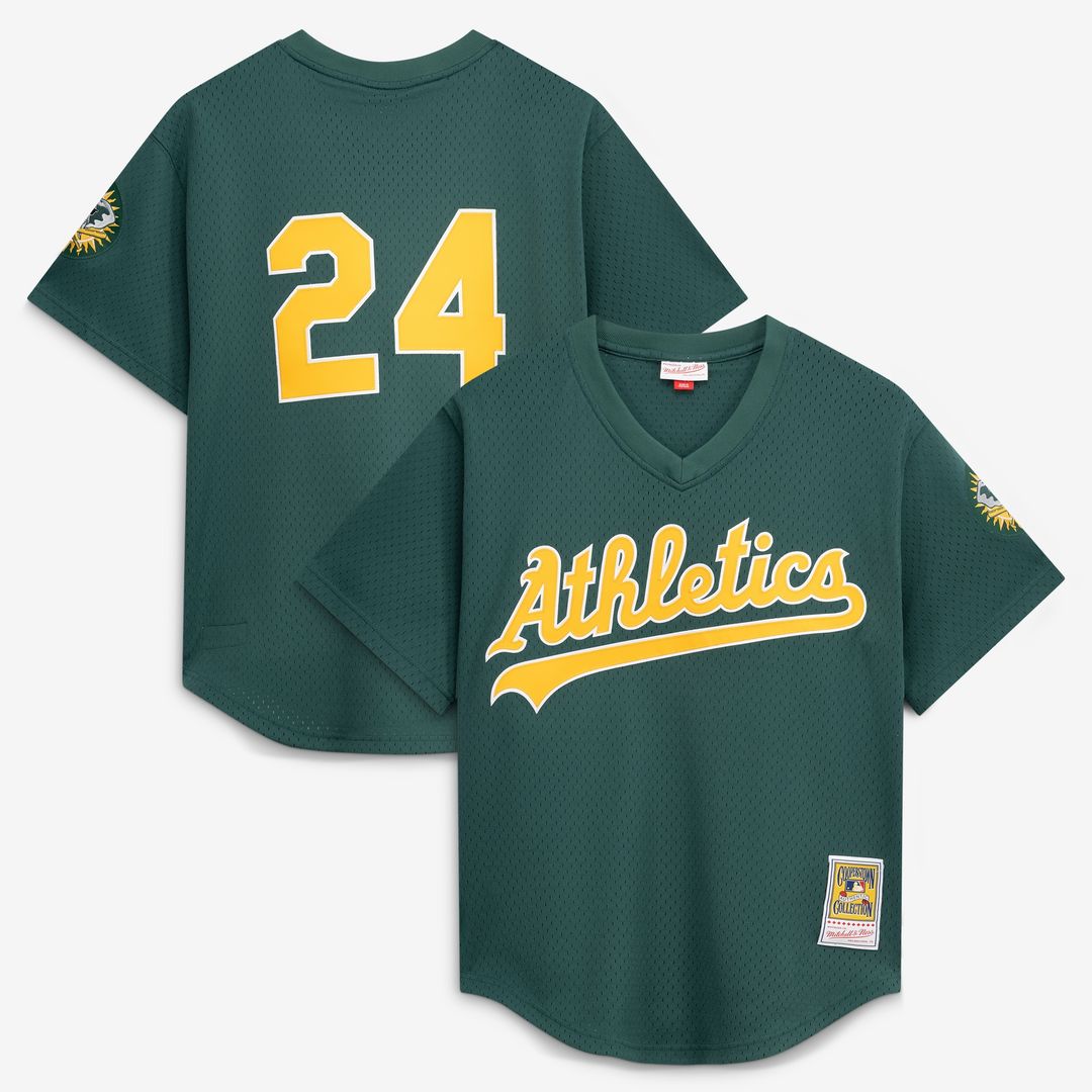 Athletics Rickey Henderson Mitchell & Ness Authentic Batting Practice Jersey - Green MLB Team Jersey Baseball Fan Apparel