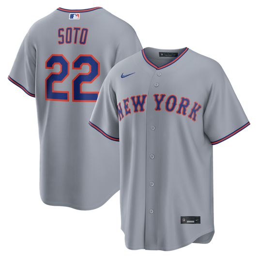 New York Mets Juan Soto Nike Road Replica Jersey - Gray MLB Team Jersey Baseball Fan Apparel
