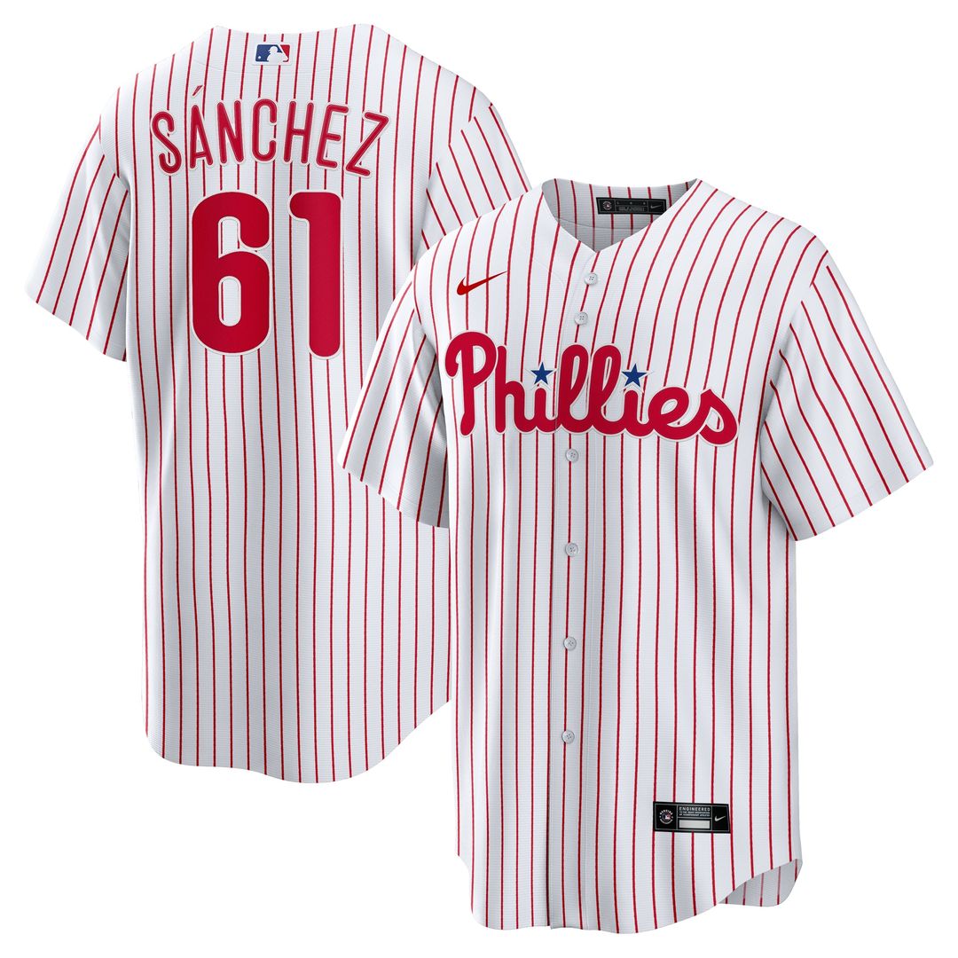 Philadelphia Phillies Cristopher Sanchez Nike Home Replica Jersey - White MLB Team Jersey Baseball Fan Apparel