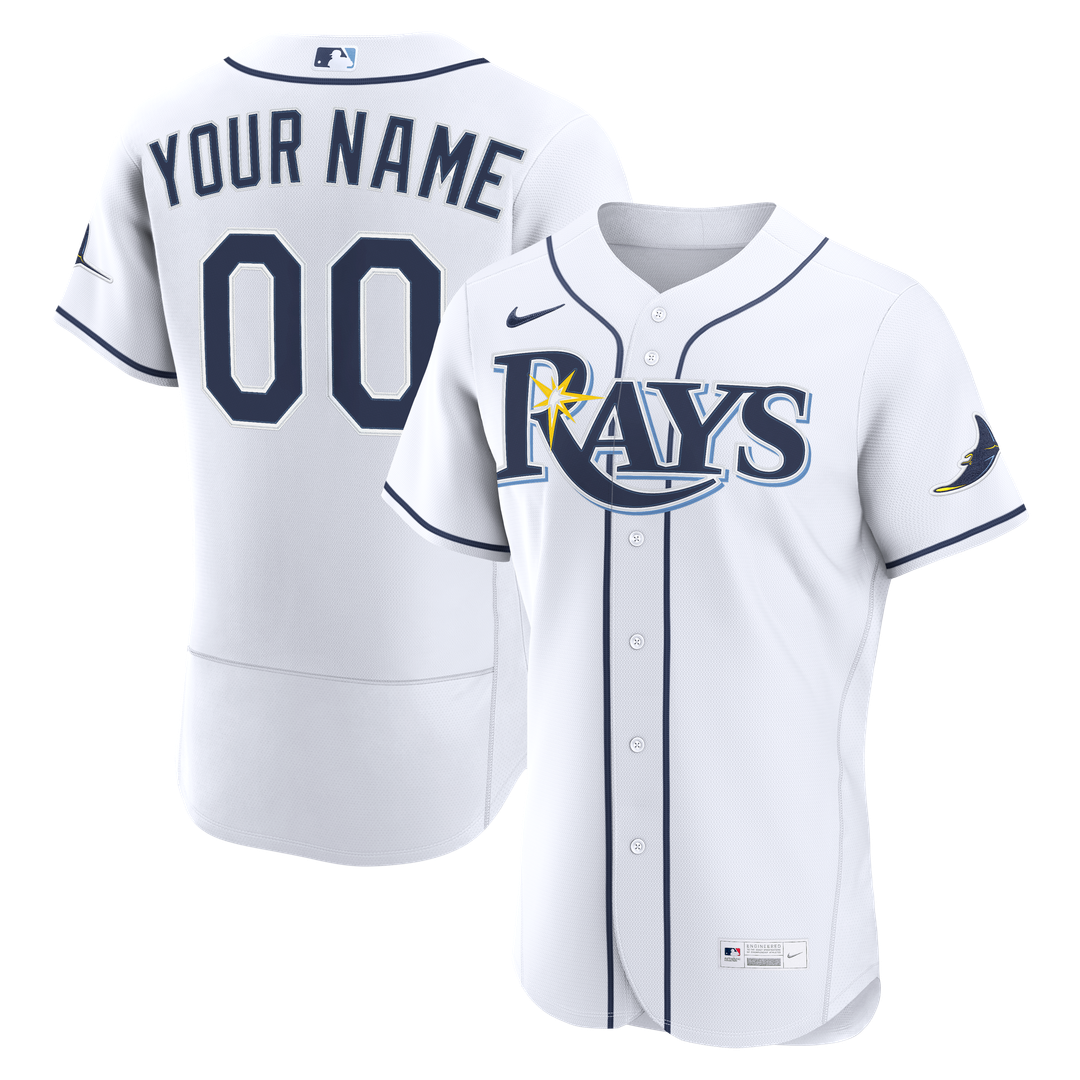 Tampa Bay Rays Nike Home Authentic Custom Jersey - White MLB Team Jersey Baseball Fan Apparel