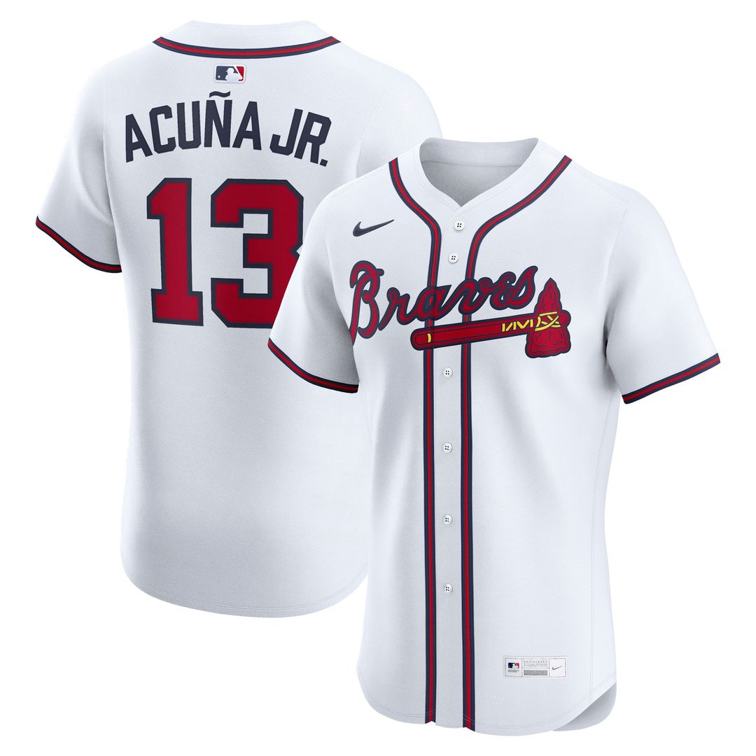 Atlanta Braves Ronald Acuña Jr. Nike Home Elite Player Jersey - White MLB Team Jersey Baseball Fan Apparel
