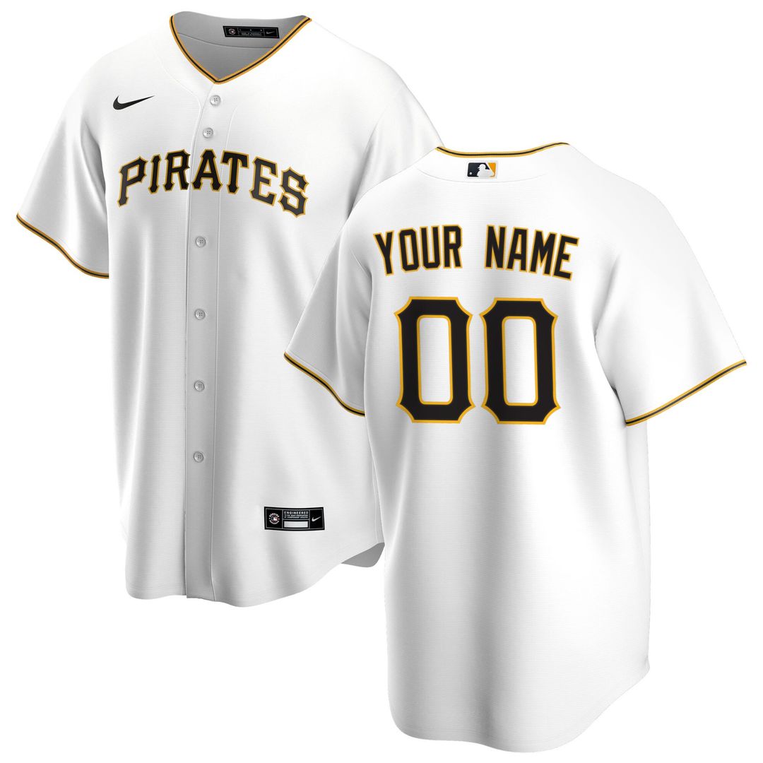 Pittsburgh Pirates Nike Home Replica Custom Jersey - White MLB Team Jersey Baseball Fan Apparel