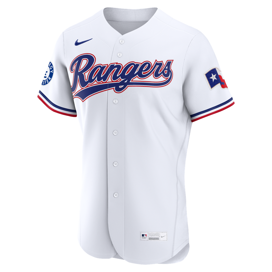 Texas Rangers Corey Seager Nike Home Authentic Sponsor Patch Jersey - White MLB Team Jersey Baseball Fan Apparel