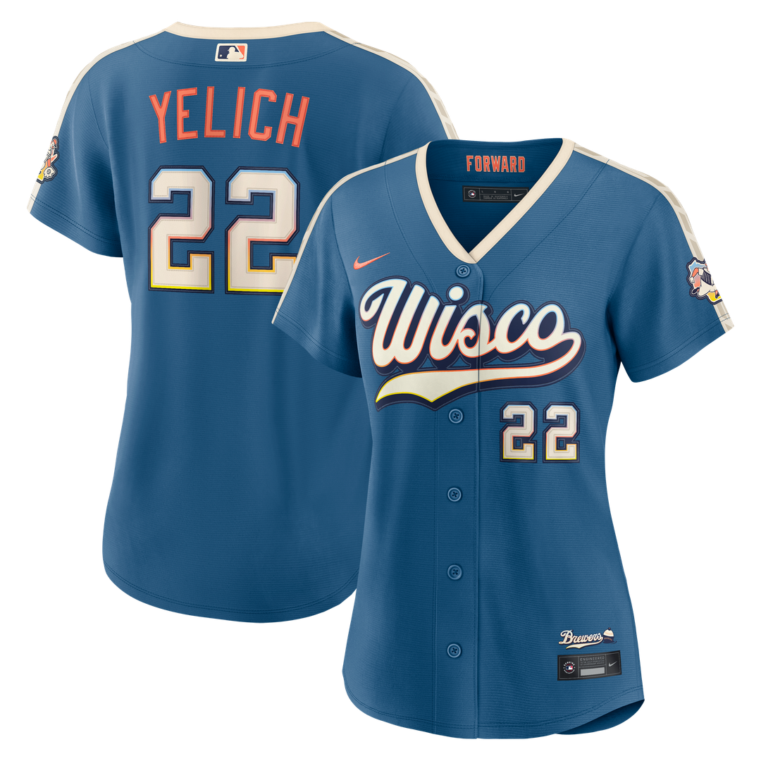 Milwaukee Brewers Christian Yelich Nike Women's 2026 City Connect Stadium Jersey - Mineral Blue MLB Team Jersey Baseball Fan Apparel