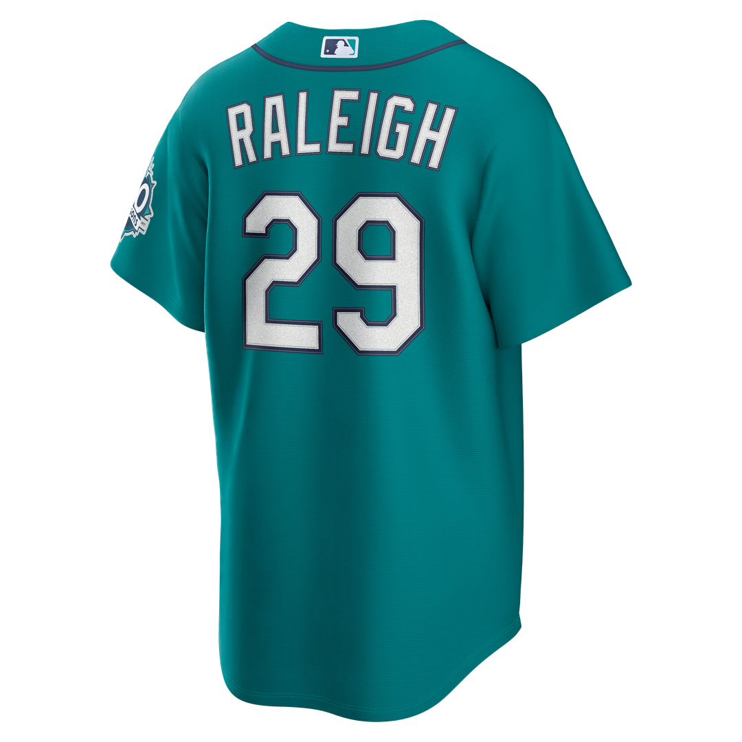 Seattle Mariners Cal Raleigh Nike Alternate 50th Season Patch Stadium Jersey - Teal MLB Team Jersey Baseball Fan Apparel