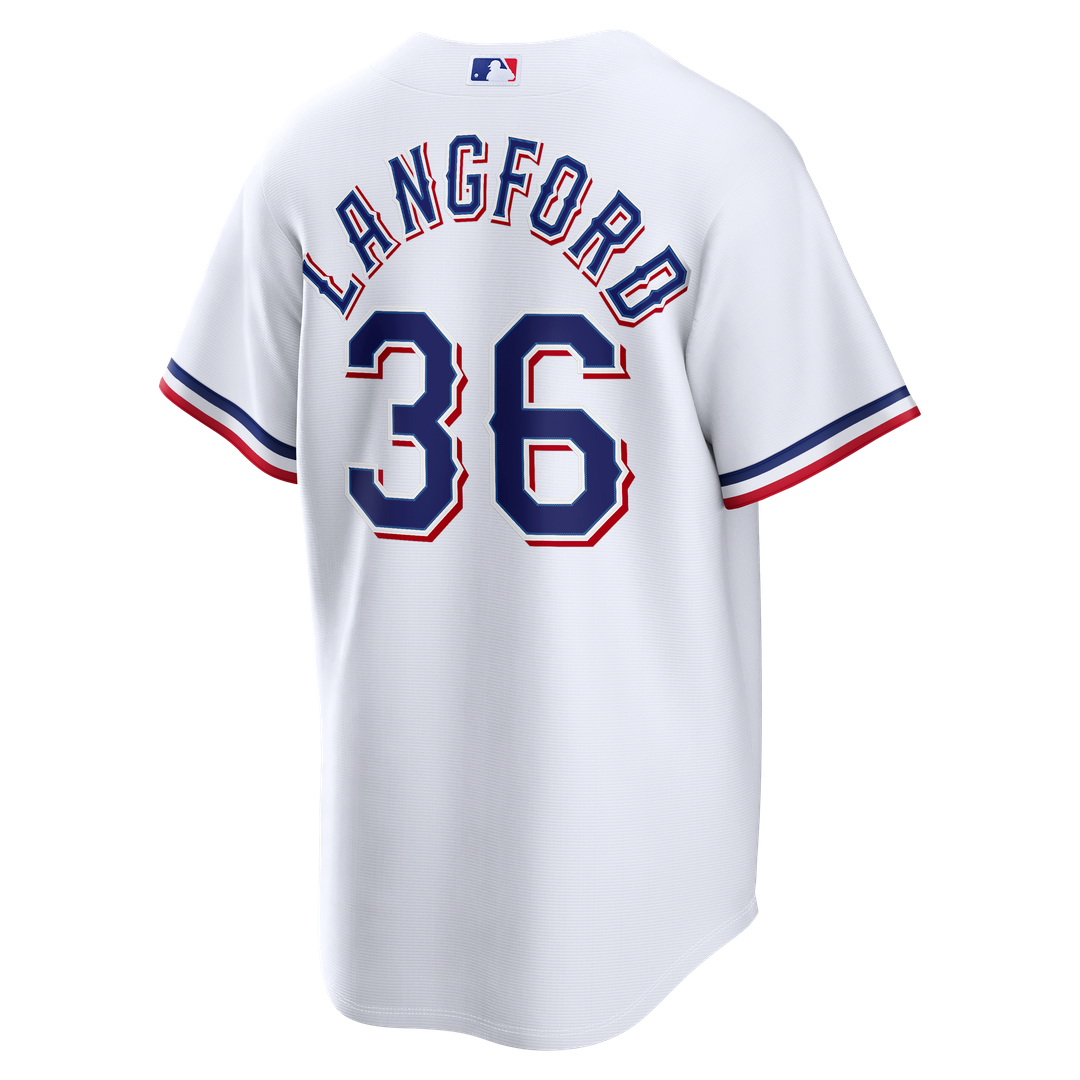 Texas Rangers Wyatt Langford Nike Home Replica Jersey - White MLB Team Jersey Baseball Fan Apparel