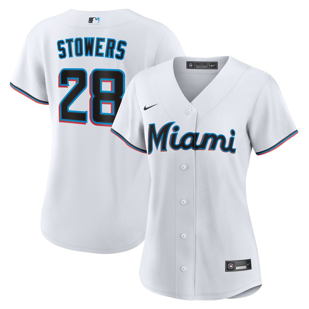Miami Marlins Kyle Stowers Nike Women's Home Replica Jersey - White MLB Team Jersey Baseball Fan Apparel