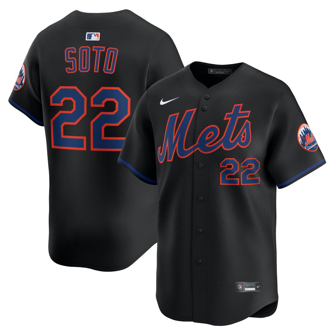New York Mets Juan Soto Nike Alternate Limited Player Jersey - Black MLB Team Jersey Baseball Fan Apparel