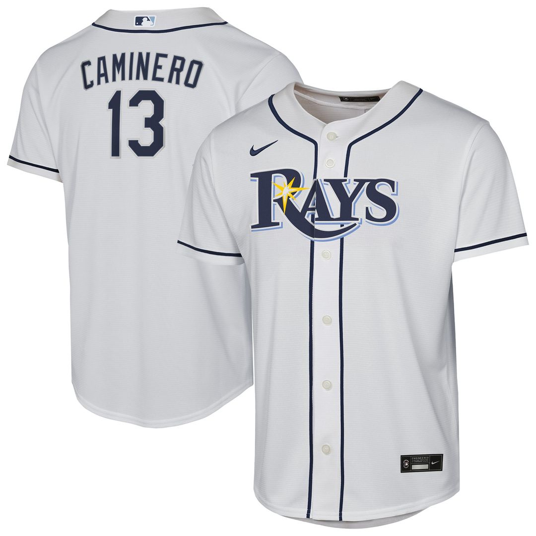 Tampa Bay Rays Junior Caminero Nike Youth Home Replica Player Jersey - White MLB Team Jersey Baseball Fan Apparel