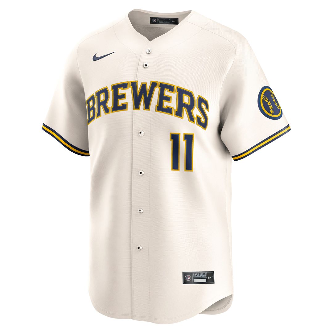 Milwaukee Brewers Jackson Chourio Nike Home Limited Jersey - Cream MLB Team Jersey Baseball Fan Apparel