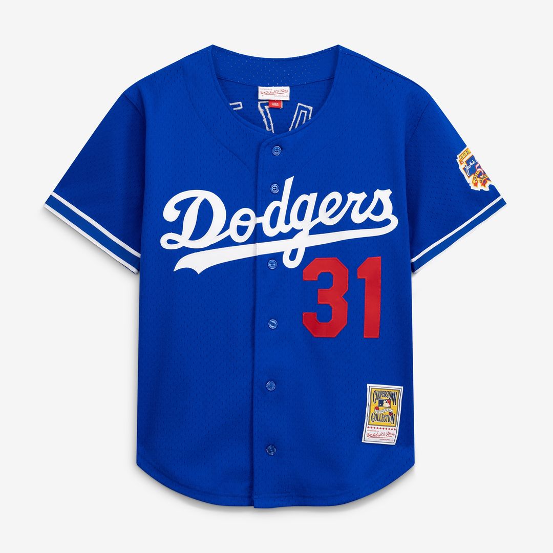 Los Angeles Dodgers Mike Piazza Mitchell & Ness Cooperstown Mesh Batting Practice Button - Up Jersey - Royal MLB Team Jersey Baseball Fan Apparel