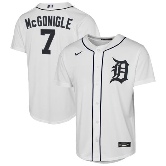 Detroit Tigers Kevin McGonigle Nike Youth Home Replica Jersey - White MLB Team Jersey Baseball Fan Apparel