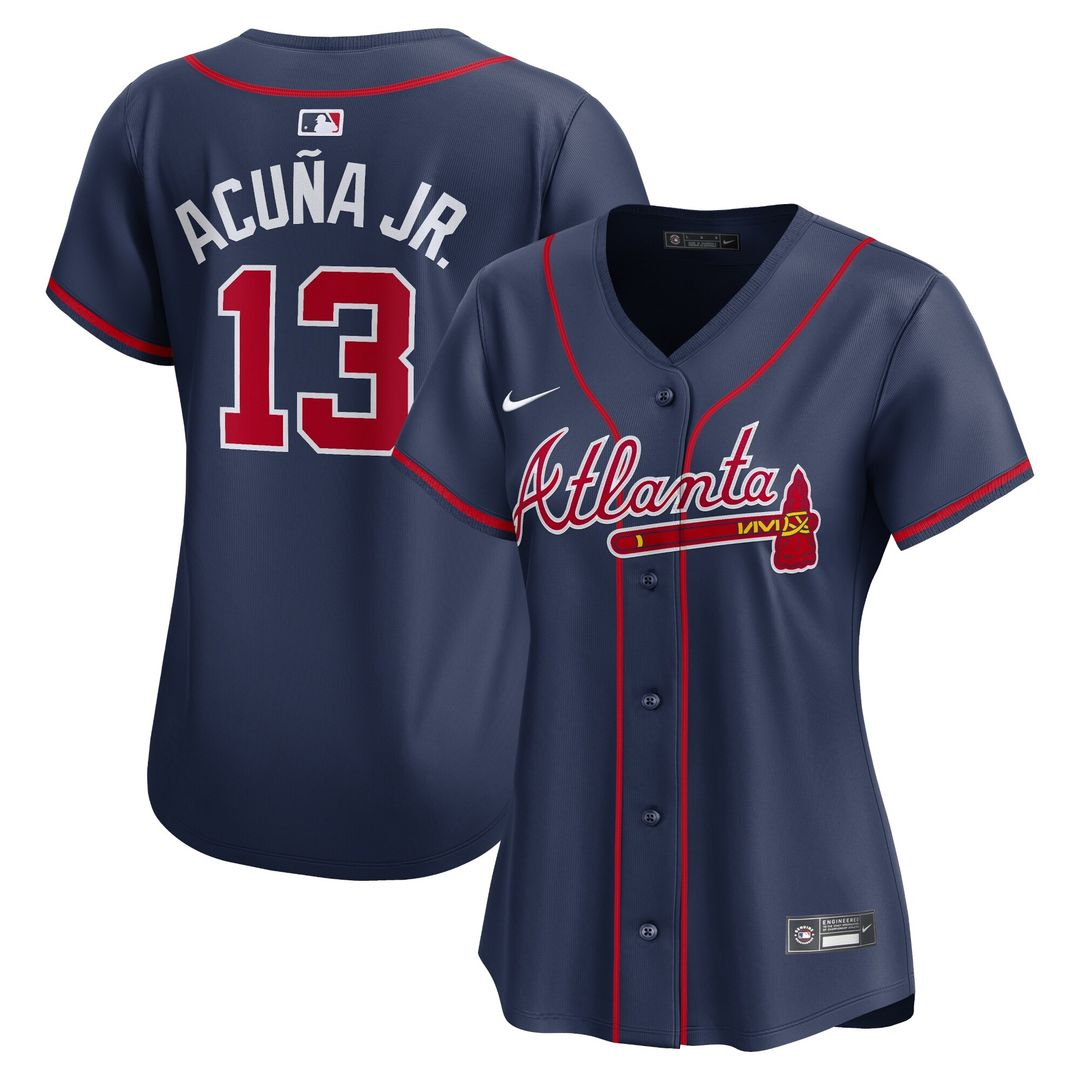 Atlanta Braves Ronald Acuña Jr. Nike Women's Alternate Limited Player Jersey - Navy MLB Team Jersey Baseball Fan Apparel