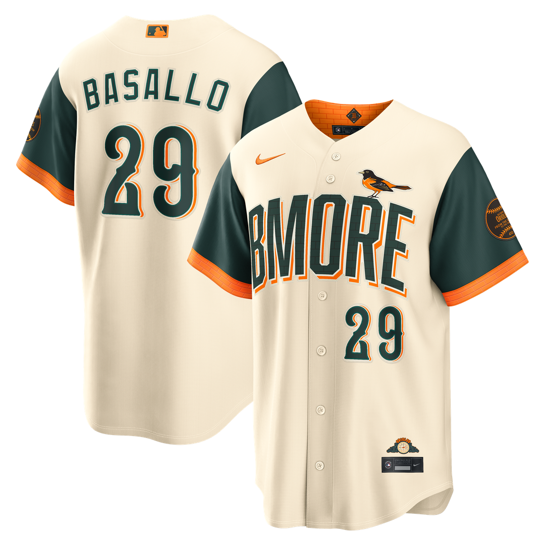 Baltimore Orioles Samuel Basallo Nike 2026 City Connect Stadium Jersey - Cream MLB Team Jersey Baseball Fan Apparel