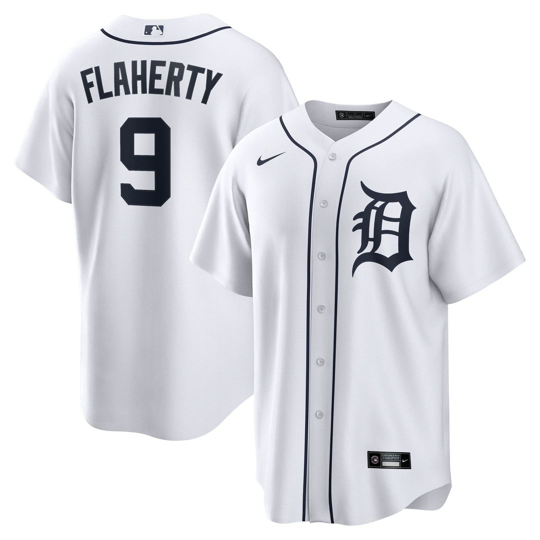 Detroit Tigers Jack Flaherty Nike Home Replica Jersey - White MLB Team Jersey Baseball Fan Apparel