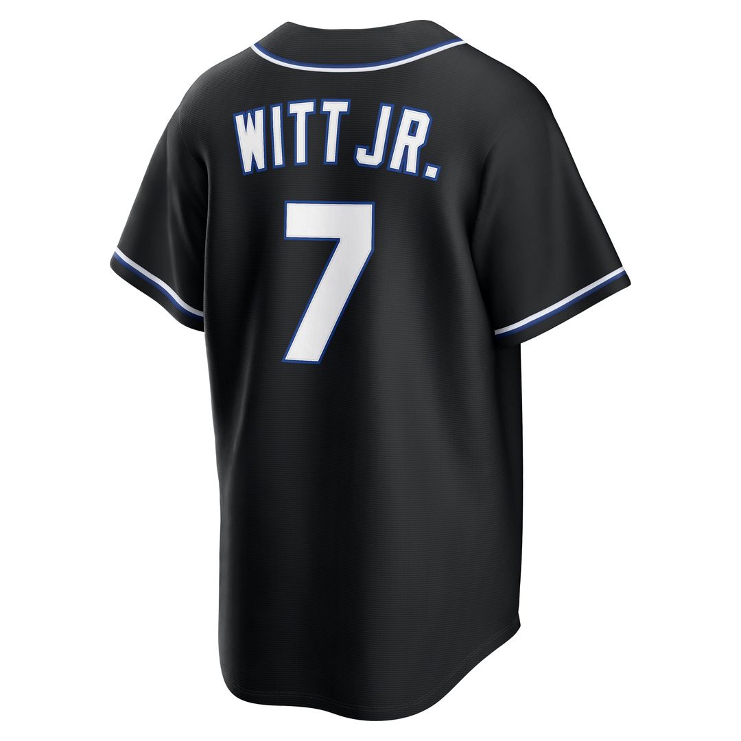 Kansas City Royals Bobby Witt Jr. Nike Fashion Replica Black Out Jersey MLB Team Jersey Baseball Fan Apparel