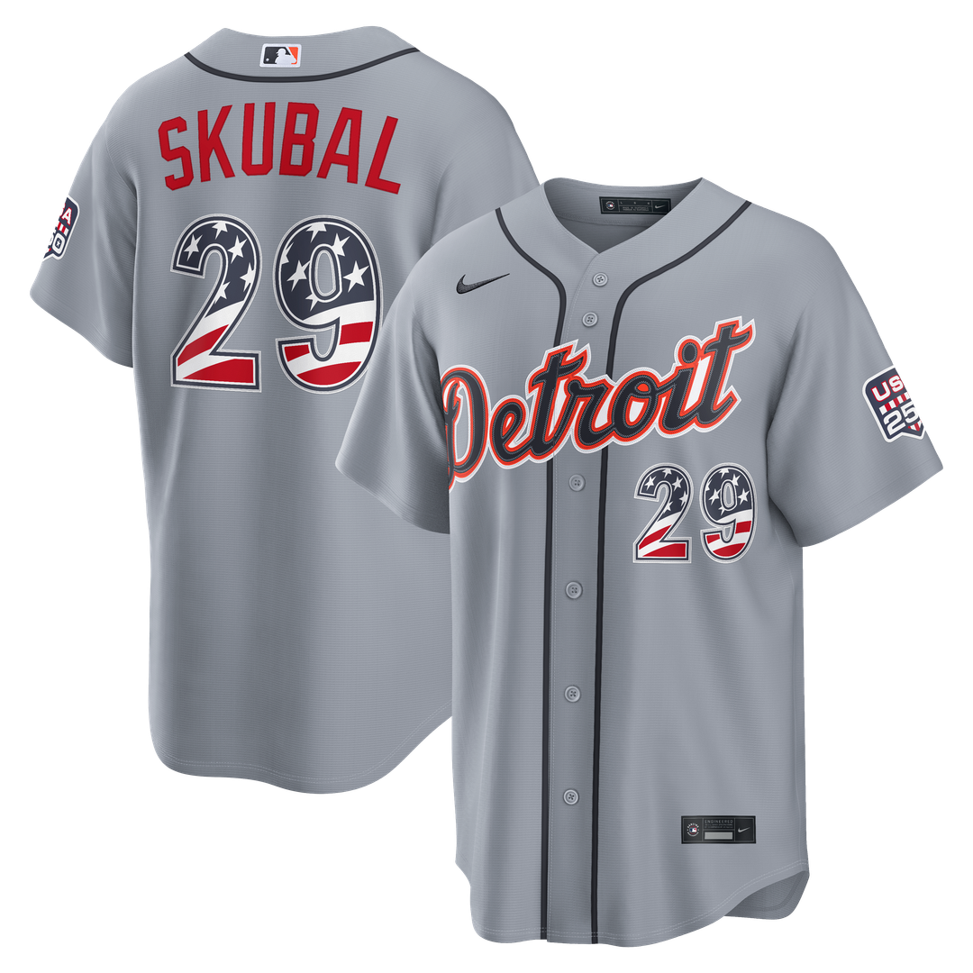 Detroit Tigers Tarik Skubal Nike USA 250 Fourth of July Road Stadium Jersey - Gray MLB Team Jersey Baseball Fan Apparel