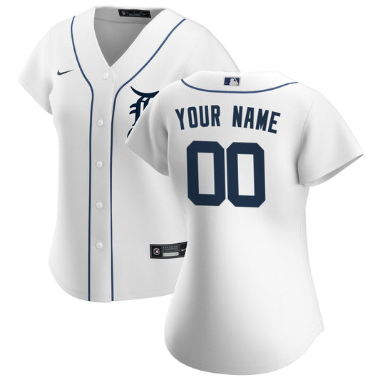 Detroit Tigers Nike Women's Home Replica Custom Jersey - White MLB Team Jersey Baseball Fan Apparel