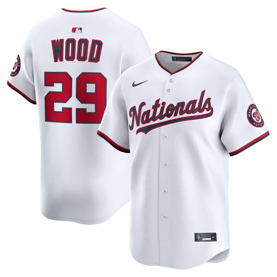 Washington Nationals James Wood Nike Home Limited Jersey - White MLB Team Jersey Baseball Fan Apparel