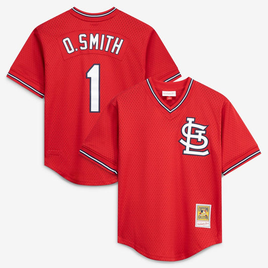 St. Louis Cardinals Ozzie Smith Mitchell & Ness Authentic Batting Practice Jersey - Scarlet MLB Team Jersey Baseball Fan Apparel