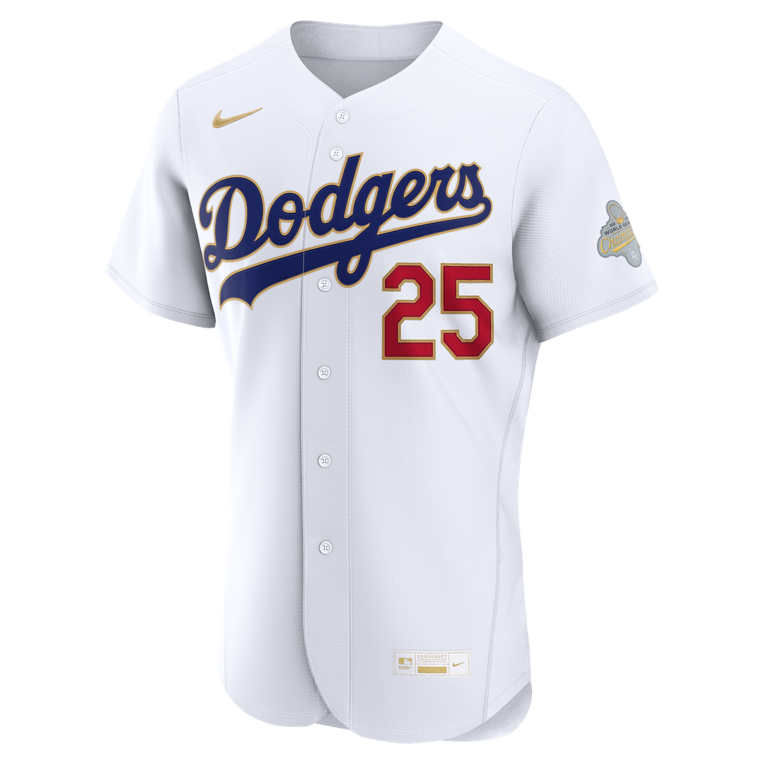 Los Angeles Dodgers Tommy Edman Nike 2026 Gold Collection Authentic Jersey - White MLB Team Jersey Baseball Fan Apparel