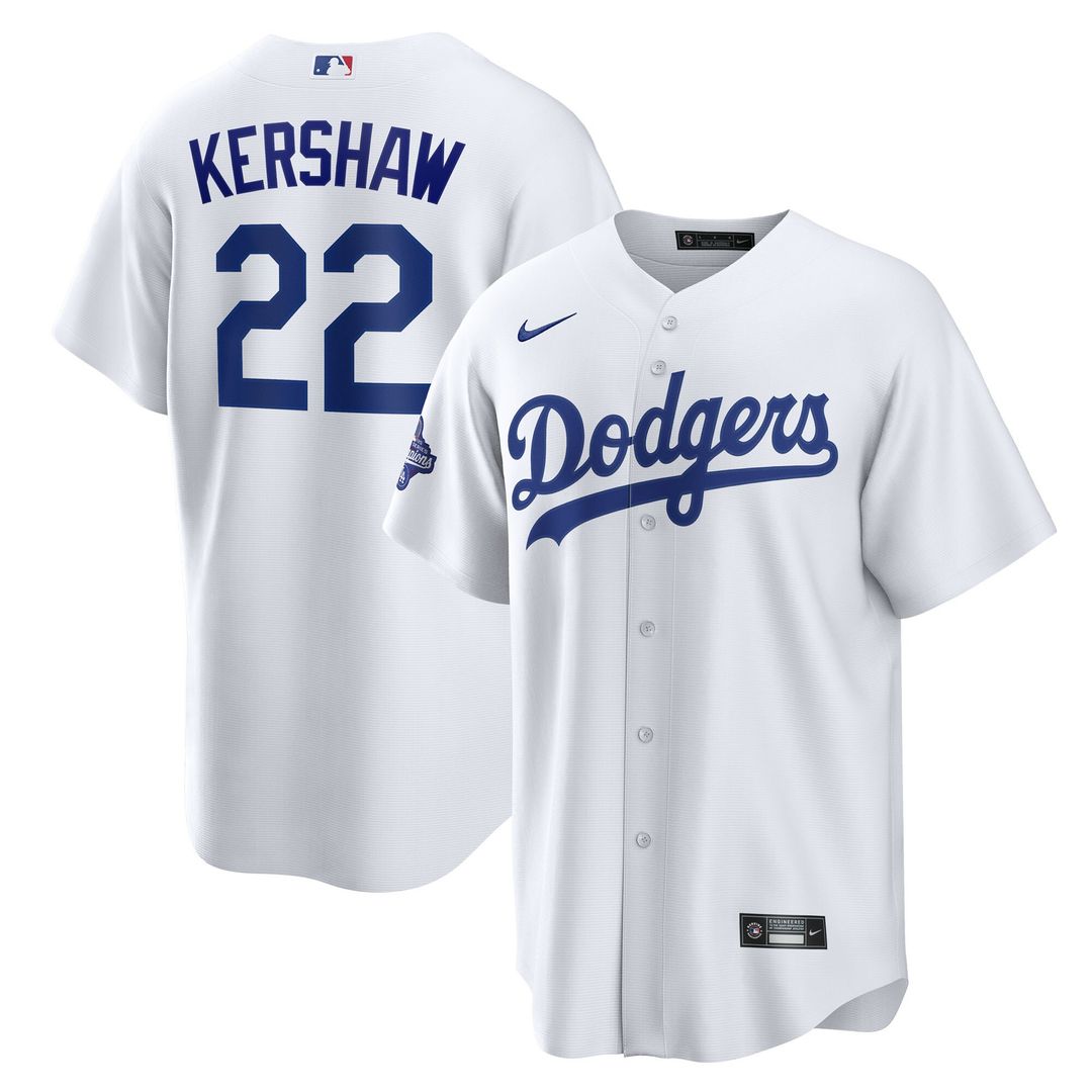 Los Angeles Dodgers Clayton Kershaw Nike Home 2025 World Series Champions Replica Jersey - White MLB Team Jersey Baseball Fan Apparel